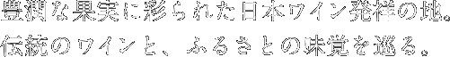 豊潤な果実に彩られた日本ワイン発祥の地。伝統のワインと、ふるさとの味覚を巡る。